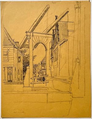 [Modern drawing, black chalk] A bridge in Naarden, ca. 1920-1940, 1 p.