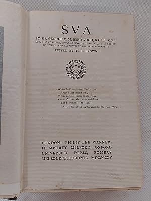 Seller image for S V A for sale by Cambridge Rare Books