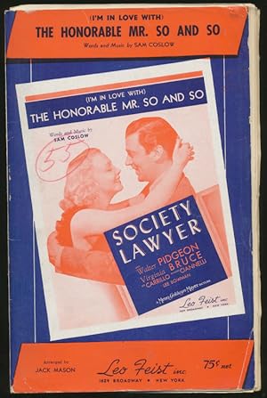 Imagen del vendedor de Dance Orchestra Score: (I'm in Love With) The Honorable Mr. So and So (1939) a la venta por CorgiPack