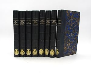 Réunion de 7 ouvrages de Sainte-Beuve et 1 consacré à sa vie et son oeuvre reliés de façon identique
