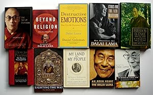 Seller image for 10 Book LOT: The Art of Happiness + Beyond Religion + Destructive Emotions + Ethics for the New Millenium + Freedom in Exile + How to Practice + Lighting the Way + My Land and People + An Open Heart + The Universe in a Single Atom for sale by Silicon Valley Fine Books