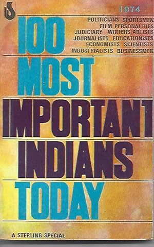 Seller image for 100 MOST IMPORTANT INDIANS TODAY [1974] for sale by PERIPLUS LINE LLC