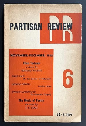 Bild des Verkufers fr Partisan Review, Volume 9, Number 6 (IX; November - December 1942) - includes a London Letter by George Orwell zum Verkauf von Philip Smith, Bookseller