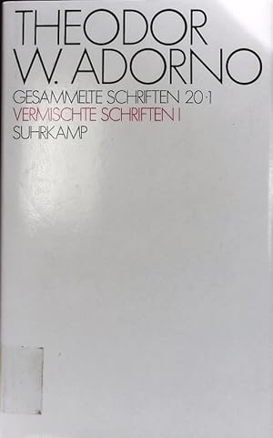 Seller image for Vermischte Schriften I. Adorno Schriften; Bd. 20. 1. for sale by Antiquariat Bookfarm