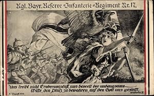 Regiment Ansichtskarte / Postkarte Kgl. Bayr. Reserve Infanterie Regiment Nr. 17, Zitat Kaiser Wi...