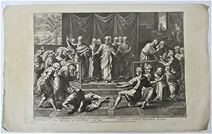 Original 18th century print, after Raphael, The Death of Ananias, c1770