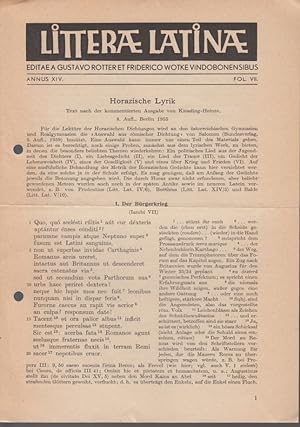 Litterae Latinae, Annus 14, Fol. 7. Editae a Gustavo Rotter et Friderico Wotke Vindobonensibus.