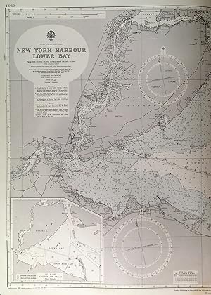 NEW YORK HARBOUR LOWER BAY. Large detailed sea chart taken from the United States Government Ch...