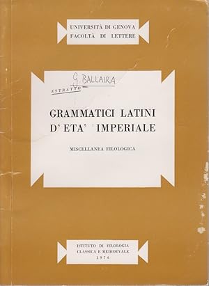 Bild des Verkufers fr Sulla Trattazione dell'Iperbole in Diomede (GL 1,461,21-3o K.) ed in altri grammatici e retori latini e greci. [Da: Grammatici Latini d'Et Imperiale, Miscellanea Filologica]. zum Verkauf von Fundus-Online GbR Borkert Schwarz Zerfa