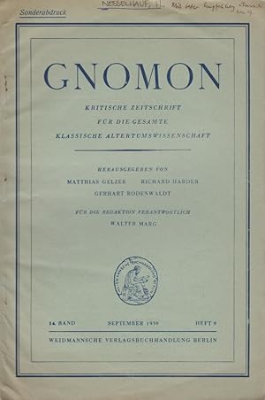 Vasile Christescu: Istoria militara a Daciei Romana, Bukarest 1937. [Rezension aus: Gnomon, 14. B...