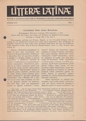 Litterae Latinae, Annus 14, Fol. 1. Editae a Gustavo Rotter et Friderico Wotke Vindobonensibus.