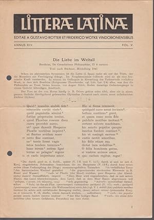 Litterae Latinae, Annus 14, Fol. 5. Editae a Gustavo Rotter et Friderico Wotke Vindobonensibus.