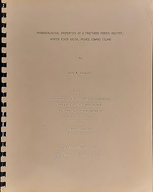 Hydrogeoloical Properties Of A Porous Aquifer, Winter River Basin, Prince Edward Island (Thesis)