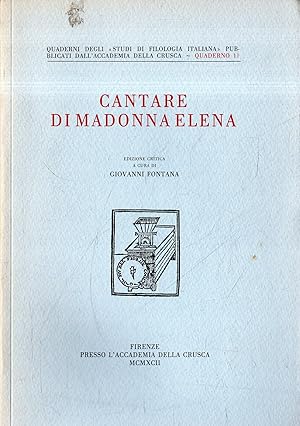 Immagine del venditore per Cantare di Madonna Elena venduto da Messinissa libri
