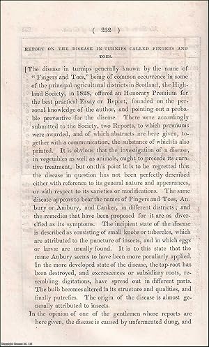 Immagine del venditore per The Disease in Turnips called Fingers & Toes. An uncommon original article from the Prize Essays and Transactions of the Highland Society of Scotland, 1831. venduto da Cosmo Books