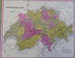 Switzerland Geneva Bern Lucerne Zurich 1848 Cowperthwaite Mitchell map