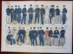 United States Navy Uniforms Marines Sailors Cadets 1898 Harpers rare color print