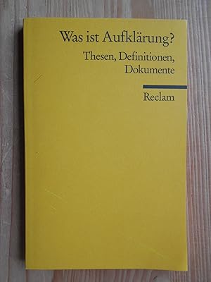 Was ist Aufklärung? : Thesen, Definitionen, Dokumente. hrsg. von Barbara Stollberg-Rilinger / Rec...