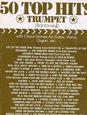 50 Top Hits Trumpet (Baritone) with Chord Names for Guitar, Piano, Organ, Etc