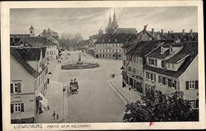 Bild des Verkufers fr Ansichtskarte / Postkarte Ludwigsburg in Wrttemberg, Partie beim Holzmarkt, Geschft Tapeten, Konditorei, Denkmal zum Verkauf von akpool GmbH