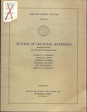 Bild des Verkufers fr Outline of cultural materials Volume I zum Verkauf von avelibro OHG