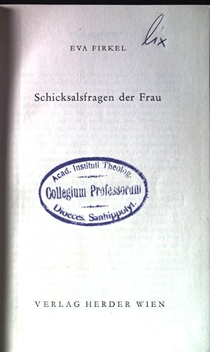 Seller image for Schicksalsfragen der Frau. for sale by books4less (Versandantiquariat Petra Gros GmbH & Co. KG)