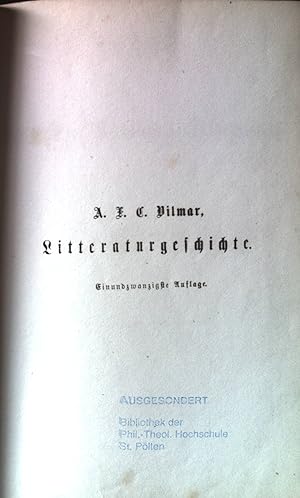 Seller image for Litteraturgeschichte : Geschichte der Deutschen National-Litteratur. for sale by books4less (Versandantiquariat Petra Gros GmbH & Co. KG)