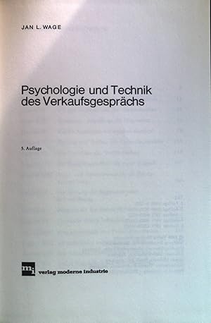 Bild des Verkufers fr Psychologie und Technik des Verkaufsgesprchs. zum Verkauf von books4less (Versandantiquariat Petra Gros GmbH & Co. KG)