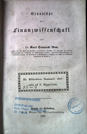 Bild des Verkufers fr Grundstze der Finanzwissenschaft. zum Verkauf von books4less (Versandantiquariat Petra Gros GmbH & Co. KG)