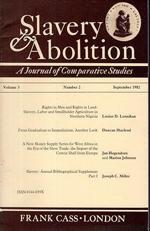 Seller image for Slavery & Abolition: A Journal of Comparative Studies: Volume 3, Number 2, September, 1982 for sale by Dorley House Books, Inc.