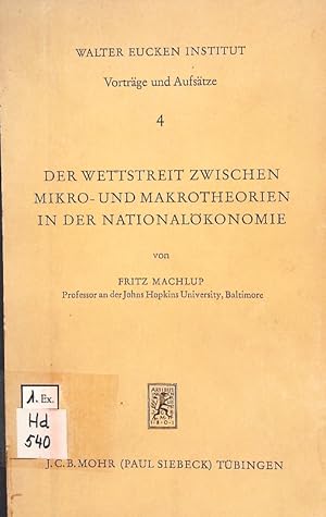 Bild des Verkufers fr Der Wettstreit zwischen Mikro- und Makrotheorien in der Nationalkonomie. zum Verkauf von Antiquariat Bookfarm