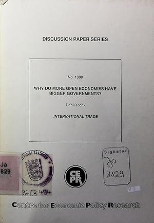 Bild des Verkufers fr Why do more open economies have bigger governments? zum Verkauf von Antiquariat Bookfarm