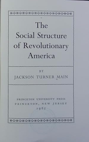 Bild des Verkufers fr The social structure of revolutionary America. zum Verkauf von Antiquariat Bookfarm