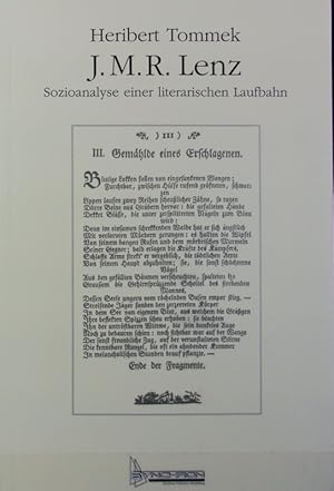 Bild des Verkufers fr J. M. R. Lenz : Sozioanalyse einer literarischen Laufbahn. zum Verkauf von Antiquariat Bookfarm