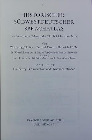 Bild des Verkufers fr Historischer sdwestdeutscher Sprachatlas ; 1: Text : Einleitung, Kommentare und Dokumentationen. Bibliotheca Germanica, Handbcher, Texte und Monographien aus dem Gebiet der germanischen Philologie ; 22,A. zum Verkauf von Antiquariat Bookfarm