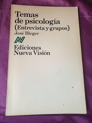 Imagen del vendedor de TEMAS DE PSICOLOGIA ( ENTREVISTA Y GRUPOS ) a la venta por Libreria Anticuaria Camino de Santiago