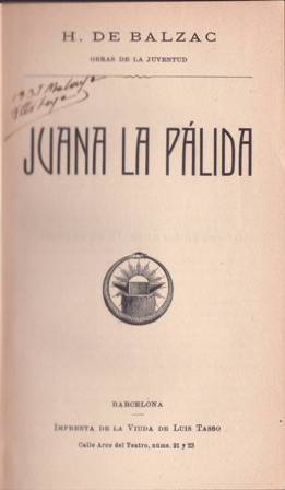 Imagen del vendedor de Juana la plida. a la venta por Librera y Editorial Renacimiento, S.A.