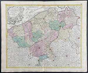 Image du vendeur pour Map of Flanders, Belgium mis en vente par Trillium Antique Prints & Rare Books