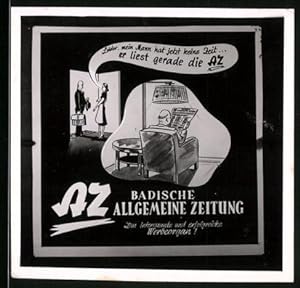 Bild des Verkufers fr Fotografie Reklame Badische Allgemeine Zeitung AZ zum Verkauf von Bartko-Reher
