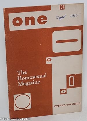 Bild des Verkufers fr ONE: the homosexual magazine vol. 3, #9, September 1955 zum Verkauf von Bolerium Books Inc.