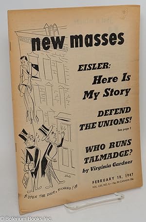 Imagen del vendedor de New Masses, Volume 62 Number 8, February 18, 1947 a la venta por Bolerium Books Inc.