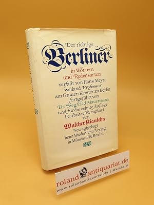 Bild des Verkufers fr Der richtige Berliner in Wrtern und Redensarten zum Verkauf von Roland Antiquariat UG haftungsbeschrnkt