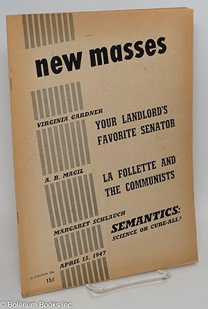 Imagen del vendedor de New Masses, Volume 63 Number 3, April 15, 1947 a la venta por Bolerium Books Inc.