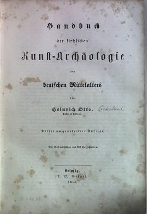 Bild des Verkufers fr Handbuch der kirchlichen Kunst-Archologie des deutschen Mittelalters. zum Verkauf von books4less (Versandantiquariat Petra Gros GmbH & Co. KG)