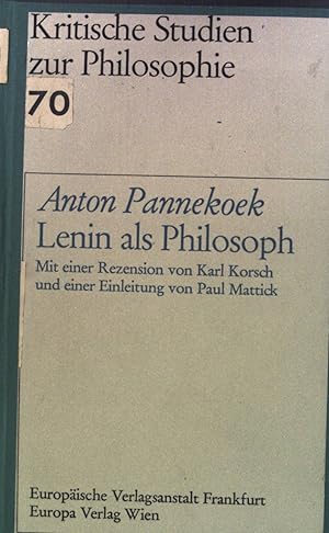 Seller image for Lenin als Philosoph. Kritische Studien zur Philosophie for sale by books4less (Versandantiquariat Petra Gros GmbH & Co. KG)