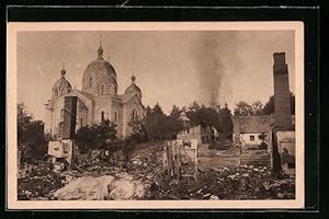 Bild des Verkufers fr Ansichtskarte Kalucz, Die brennende Stadt, der letzte Erfolg der russ. Offensive zum Verkauf von Bartko-Reher