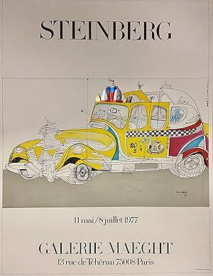 SAUL STEINBERG: 11mai - 8 juillet 1977 - 60 x 80 cm LITHOGRAPH