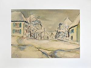 Bergisches Land im Winter 1942. [Signiertes Original-Aquarell / signed original watercolor].