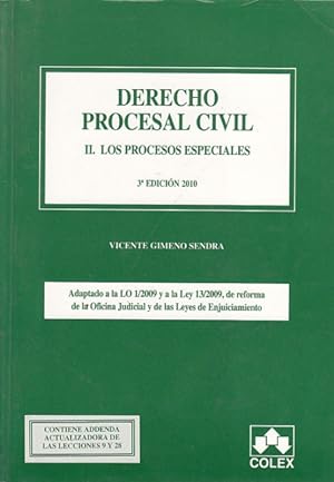 Seller image for DERECHO PROCESAL CIVIL. TOMO II. LOS PROCESOS ESPECIALES for sale by Librera Vobiscum
