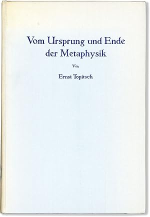 Bild des Verkufers fr Vom Ursprung und Ende der Metaphysik: Eine Studie zur Weltanschauungskritik zum Verkauf von Lorne Bair Rare Books, ABAA